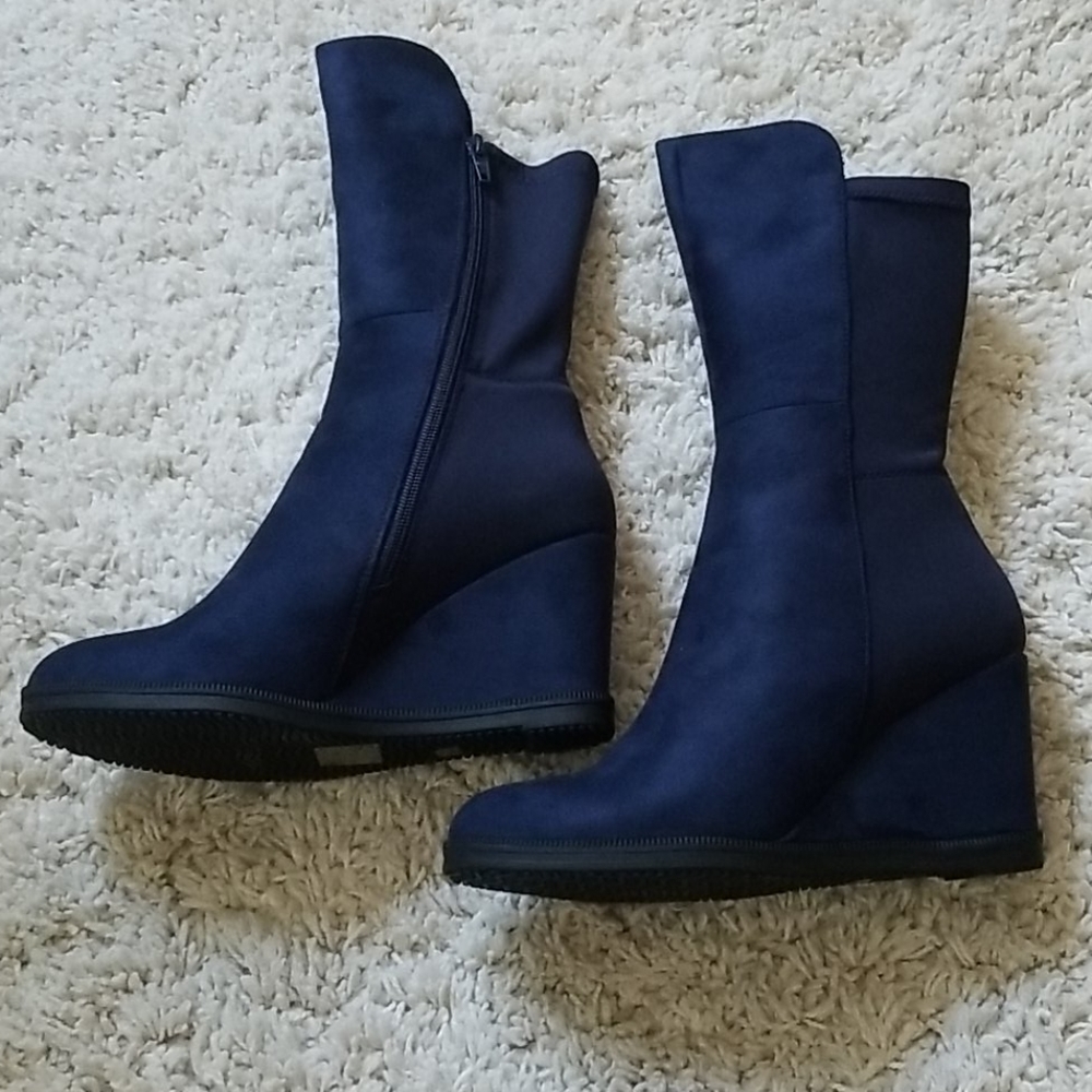 French Blu Blue suede boots